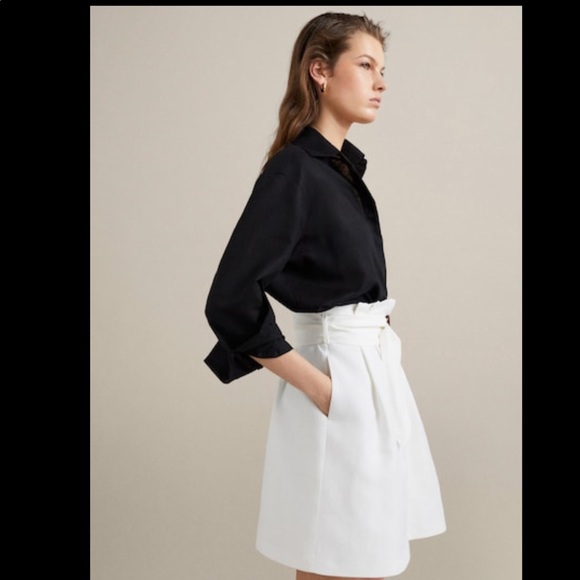 Darted white linen cotton skirt with belt. NWT - Picture 4 of 8